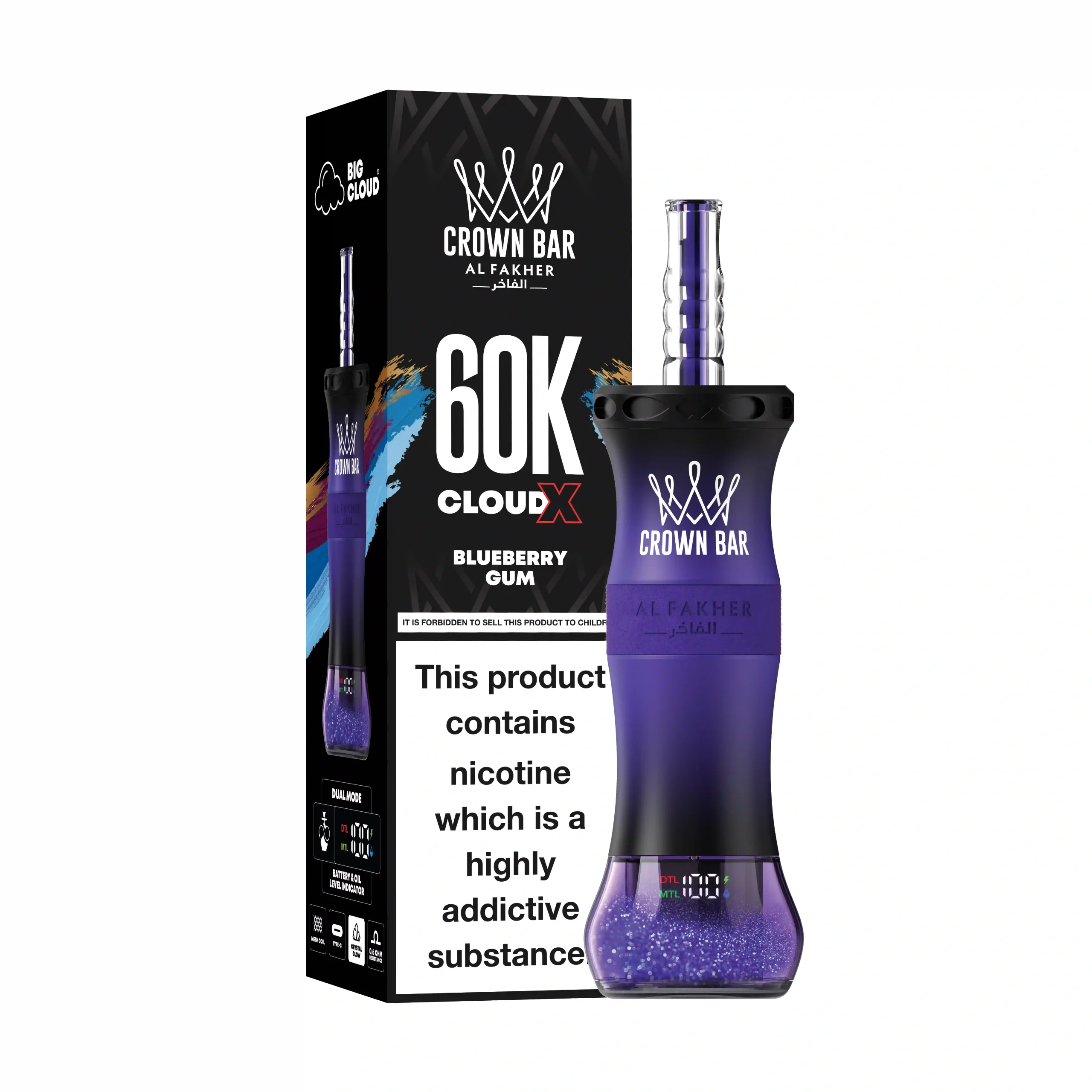 Al Fakher Crown Bar 60K E-Hose X Nixodine Disposable(6MG) Al Fakher Crown Bar 60K E-Hose X Nixodine Disposable(6MG)